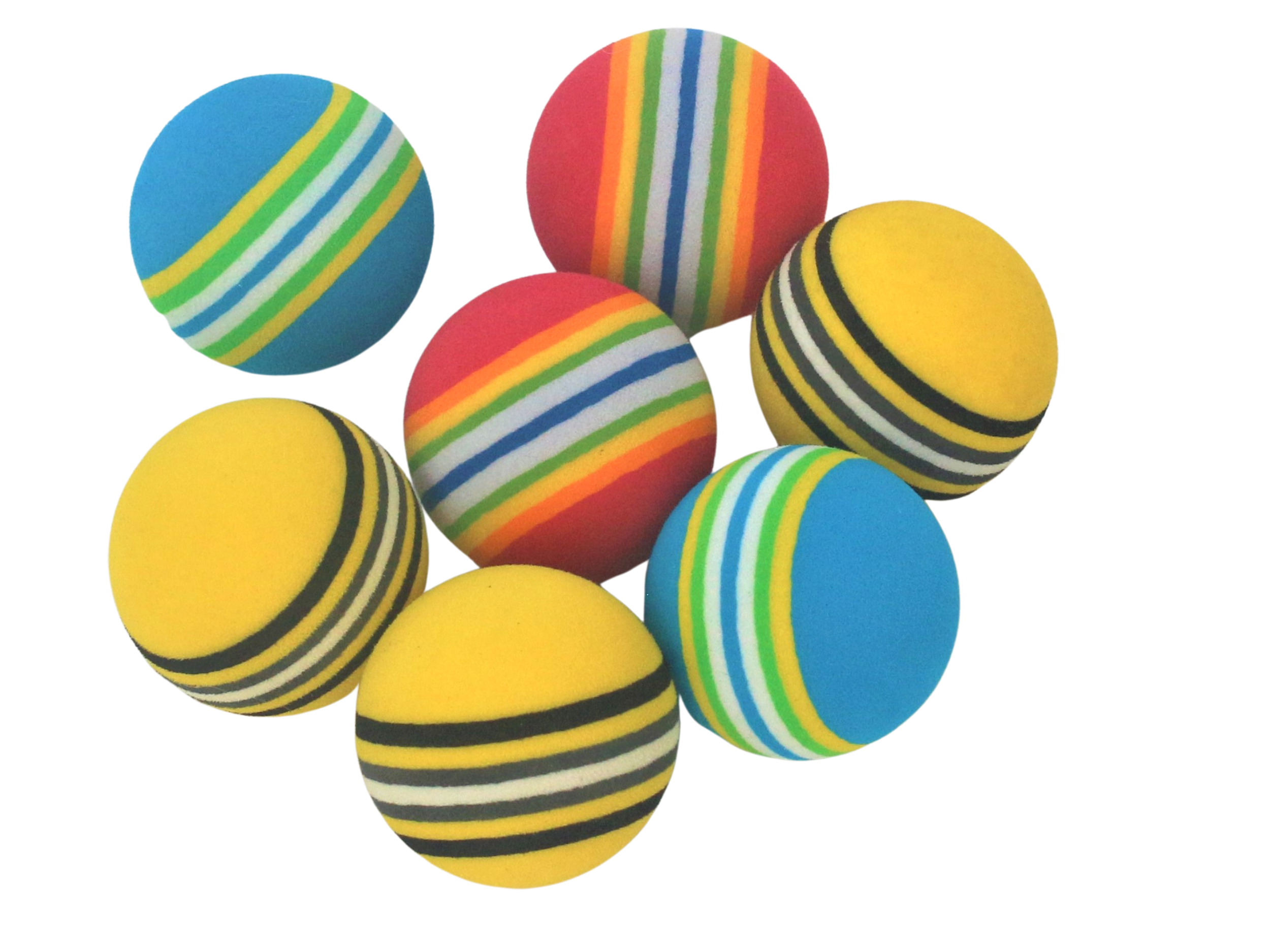 Sponge Golf Balls UK Stock Swing Practice Training Ball Rainbow Stripe Foam 10 pieces